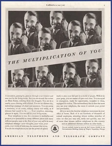 Pubblicità vintage 1933 AMERICAN PHONE & TELEGRAPH BELL SYSTEM telefono stampa effimera - Foto 1 di 1