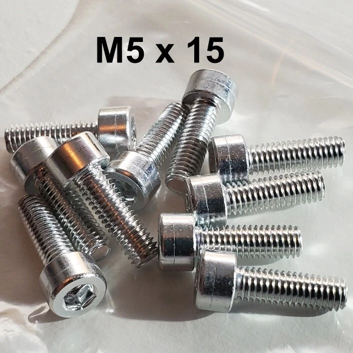Alloy Water Bottle rack, bicycle accessory bolts - 10pc Silver - M5 x 15 - Image 1 of 1