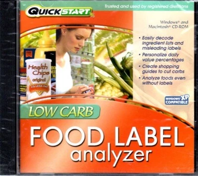 QuickStart: Low-Carb Food Label Analyzer CD-ROM for Win/Mac - NEW in JC - Image 1 of 2