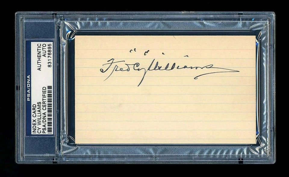 CY WILLIAMS SIGNED INDEX CARD PSA/DNA CHICAGO CUBS PHILLIES NOTRE DAME HR CHAMP - Image 1 of 1