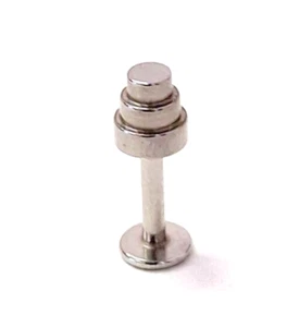 Perno de barbilla Labret con mancuerna de 3 niveles calibre 14 5/16" acero - Imagen 1 de 3