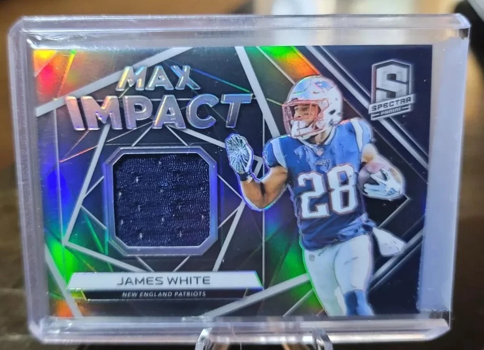 2019 Spectra James White 100/199 Max Impact Silver Prizm Player Worn Patch - Image 1 of 3