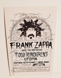 FRANK ZAPPA MOTHERS TODD RUNDGREN REPLICA MINI ROCK CONCERT POSTER TRADING CARD