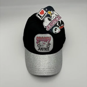 Justice Peanuts Snoopy Mädchen schwarze Baseballmütze, Einheitsgröße neu mit Etikett - Bild 1 von 4