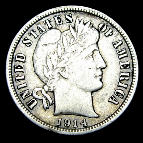 1914 Barber Dime Silver ---- Nice US Coin ---- #AB841 Cover
