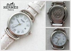 HERMES Pullman Silver Face Light Blue Dial Quartz Ladies Watch Used from Japan - Picture 1 of 4