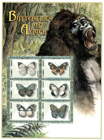 Zambia 2000 - Butterflies of Africa - Sheet of 6 - Scott 865 - MNH Cover