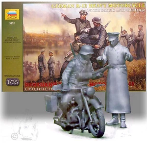 ZVEZDA 1/35 BMW R-12 MOTORRAD MIT FAHRER UND OFFIZIER - Bild 1 von 4