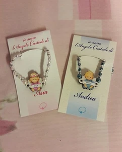 CUSTOM GUARDIAN ANGEL BRACELET WITH ELASTICATED NAME - Picture 1 of 4