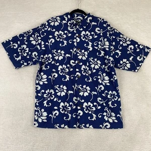 NWT Mens Point Zero Tropical Hawaiian Shirt Large Blue Floral Rib Knit Fabric - Picture 1 of 9