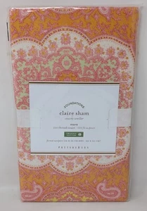 Pottery Barn Claire Sham Euro Square 26" X 26" Orange Paisley Organic Cotton NEW - Picture 1 of 6