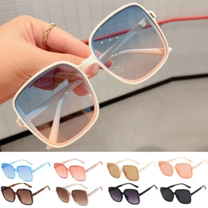 Square Flat Top Large Sunglasses Big Oversized Huge Gradient Frame Womens Mens△ - Picture 1 of 22