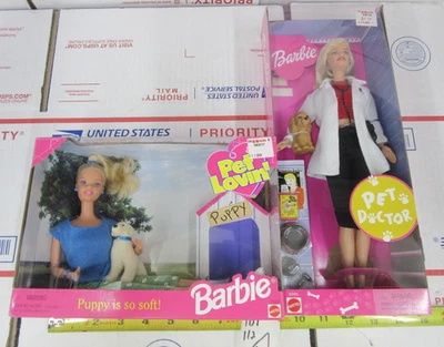 LOTE de colección PET DOCTOR Barbie & Pet Lovin' Barbie muñeca con perro cachorro 23007 50595 Foto 1 de 4