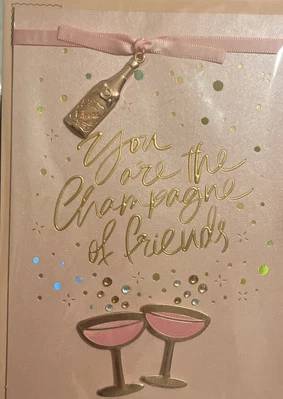 Papiro ~ “You Are The Champagne Of Friends” ~ Dije de recuerdo ~ Tarjeta en blanco gemada Foto 1 de 3