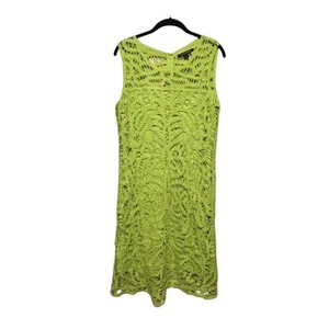 Boston Proper Crochet Lace Shift Sheath Dress Womens LG Green Feminine Romantic - Picture 1 of 12