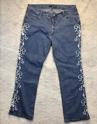 Jeans 24/7 tamanho 14 WP com bordado nas pernas - Imagem 1 de 4