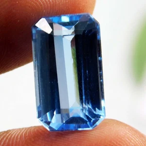 Brilliant!!!! 9 Ct High Quality Blue Sapphire Emerald Cut Gemstone Certified - Foto 1 di 7