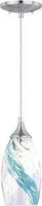 Vaxcel Lighting P0278 Nickel Milano Single Light 5"W Pendant With A Glass Shade - Picture 1 of 9