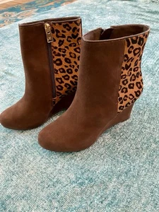 Rockport Womens Seven To 7 Leather Boot Bootie Brown/Leopard 6.5 - Picture 1 of 10
