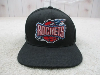 Houston Rockets Hat Cap Fitted 7 1/4 Black Red NBA Basketball Mitchell Ness Mens - Image 1 of 4