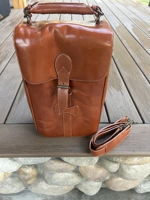Vintage Mark Paul Italian Leather Wine Carrier Two Bottles & Access Pockets Bag - Image 1 of 4