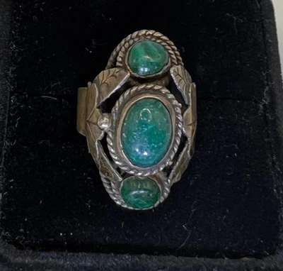 Anillo ADJ Vintage Taxco CBS Plata Esterlina 925 Turquesa Hoja Veneno Talla 5.5 Foto 1 de 4