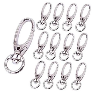 Pack of 50 D Swivel Trigger Clips Hooks Metal Key Ring Lobster Clasps Silver - Picture 1 of 8