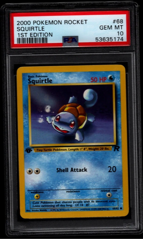 2000 Pokemon Rocket #68 Squirtle 1st Edition PSA 10 Gem Mint - Image 1 of 2