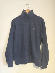 GANT 1/4 Zip Jumper Navy Blue Medium Needle cord embroidered - Picture 1 of 10