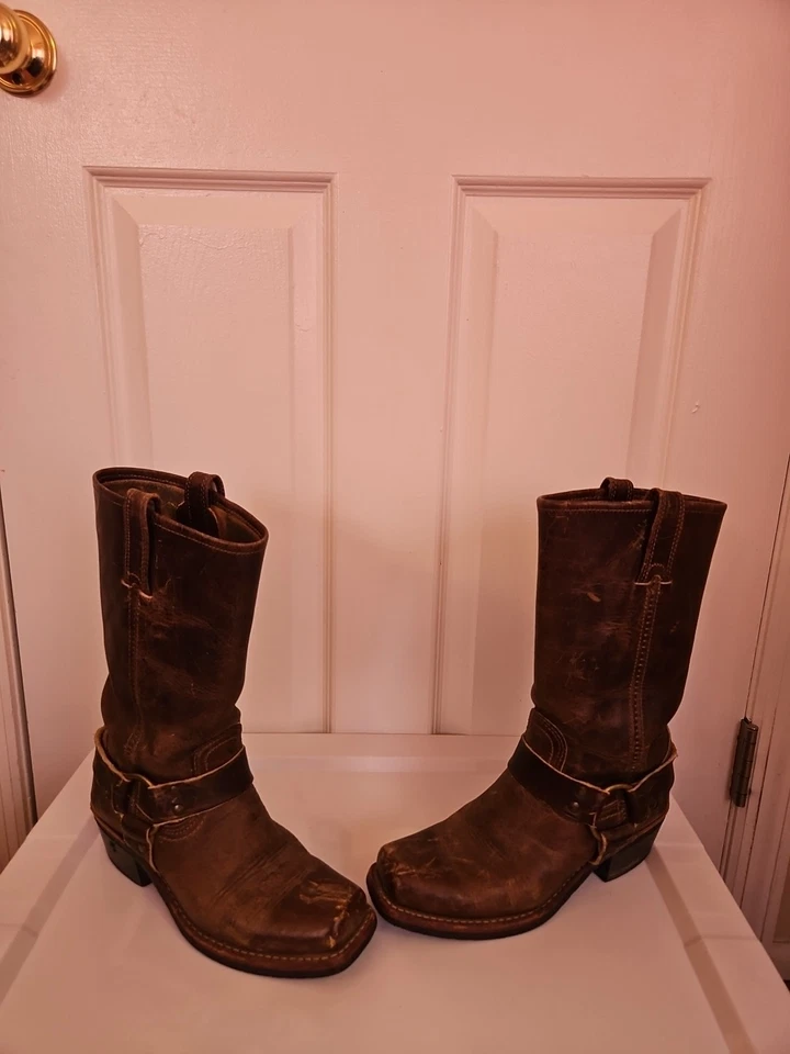 Botas Arnés Frye 12R 6.5 M Cuero Marrón Hechas en EE. UU. Envejecidas  Foto 1 de 4