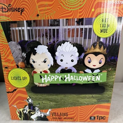 6' Villanos Disney Halloween LED Iluminado Aire Soplado Exterior Patio Perfectamente Malvado Foto 1 de 4