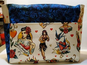 Cartera/bolso de proyecto Alexander Henry XL arte tatuaje pinup hecho a mano viaje 15x18 - Imagen 1 de 5