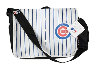 Bolso mensajero para computadora portátil Cubs MLB béisbol a rayas azul blanco pequeña tierra genuino - Imagen 1 de 9
