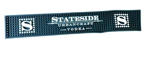 Stateside Urban Craft Vodka Bar Rail Spill Mat 21 1/4” x 3 1/4” Black Rubber - Picture 1 of 13