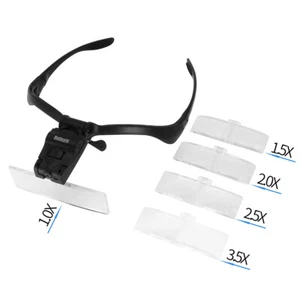 Headband Headset Jeweler Magnifier Magnifying Glass Loupe Glasses With LED Light - Picture 1 of 7