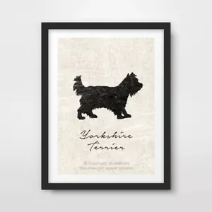 PÓSTER DE IMPRESIÓN ARTÍSTICA DE PERRO YORKSHIRE TERRIER Raza Silueta Negra Imagen De Colección - Imagen 1 de 3