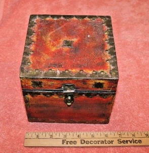 Vintage Looking Wood & Brass Square Box - Picture 1 of 6
