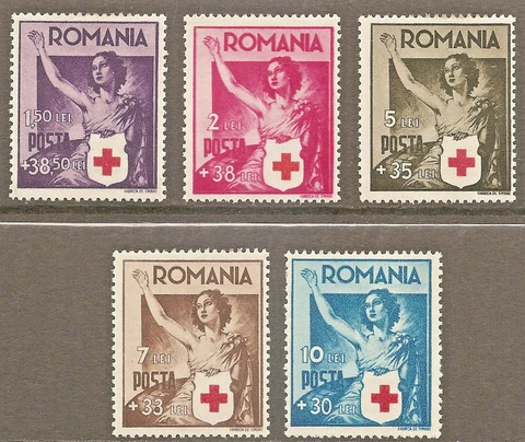 Romania 1941 Red Cross Semi Postal Charity MINT NH Complete B164-168 Nurse Cover