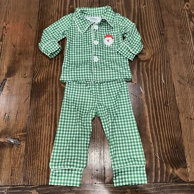 Unbranded 2XS Kids Christmas Pajamas Set 2-pack Check - Green/White - Image 1 of 4