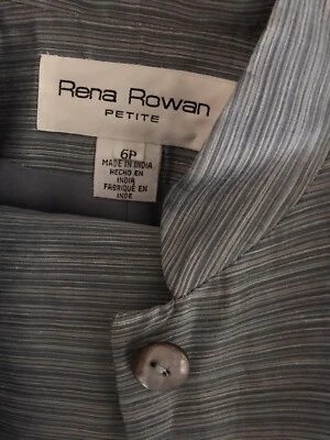 Rena Rowan блейзер и юбка костюм льняной красивый тонкий синий серый размер 6Petit - Изображение 1 из 4