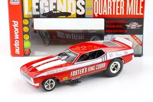 1:18 Auto World 1972 Ford MUSTANG Nhra Funny Auto Fosters King Cobra Red/Bianco - Foto 1 di 5