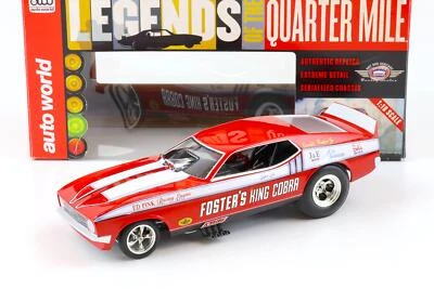1:18 Auto World 1972 Ford MUSTANG Nhra Funny Auto Fosters King Cobra Red/Bianco - Immagine 1 di 4