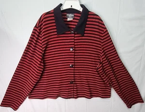 Positive Attitude Jacket Size 24 Maroon, Black Striped EUC!! - Picture 1 of 4
