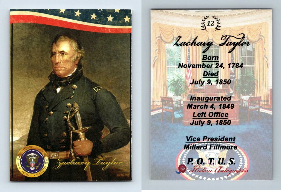 Zachary Taylor #12 POTUS 2018 Historic Autographs Presidents Trading Card - Image 1 of 1