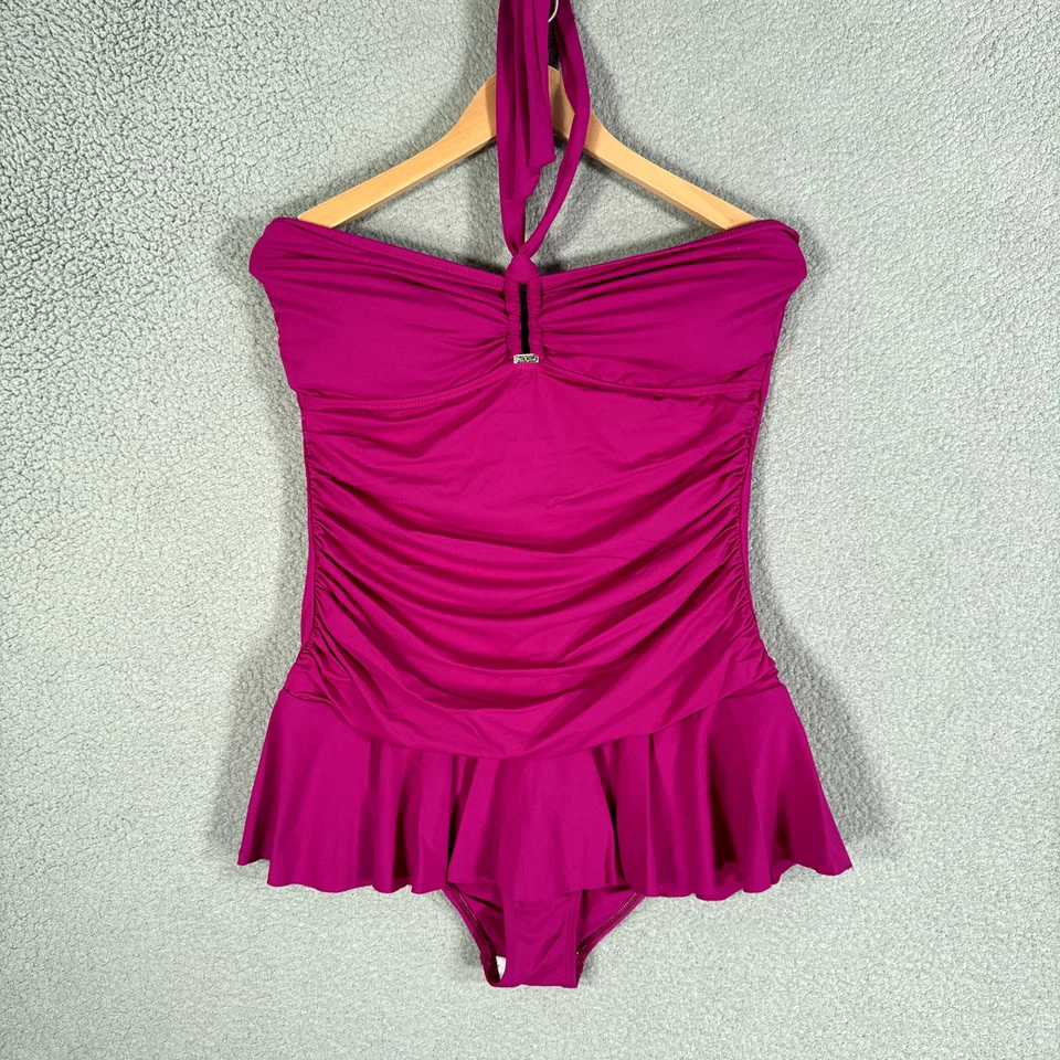 Chaps 泳衣女式 18 粉色游泳连衣裙连体无线 1 件泳衣 — 第 1/4 张图片