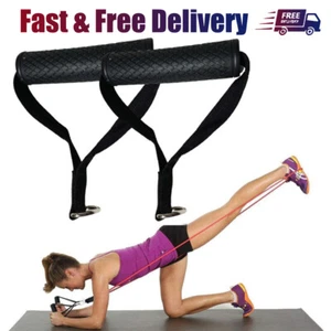 1 Pair Heavy Duty Gym Cable Machine Attachments Resistance Band Stirrup Handles - Picture 1 of 10