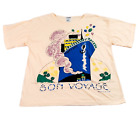 Vintage Einzelstich T-Shirt Damen Small Voir Happy Boat Cruise Pailletten Spaß Kreuzfahrt