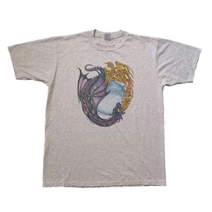 Jerzees T Shirt Mens Large Gray Dragons Fire Circular Graphic Dan Thompson   - Picture 1 of 15
