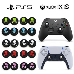 for Xbox Series S|X One PS5 PS4 - 4x Skull & Cross Bones Thumbstick Grip Covers - Picture 1 of 11