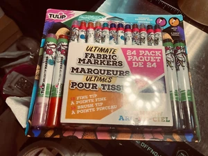 Tulip Ultimate Fabric Brush & Fine Tip Markers 24 pk -RAINBOW PACK - Picture 1 of 2